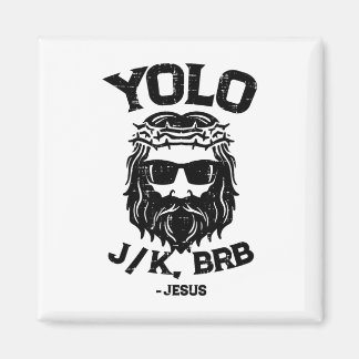 Aimant Yolo Jk Brb Jésus Drôle de jour de Pâques Résurrec