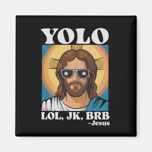 Aimant YOLO LOL MDR À+ Jésus drôle de Pâques (Devant)