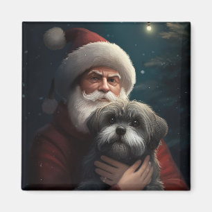 Aimant Yorkipoo avec Noël Festif du Père Noël