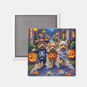 Aimant Yorkipoo Trick-or-Treating en costumes d'Halloween