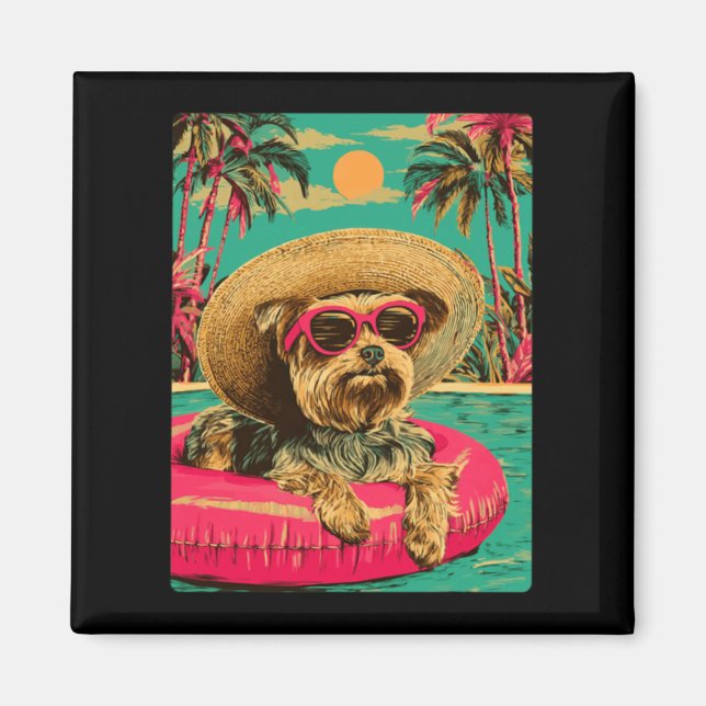 Aimant Yorkshire Terrier avec lunettes de soleil Chien Yo (Devant)