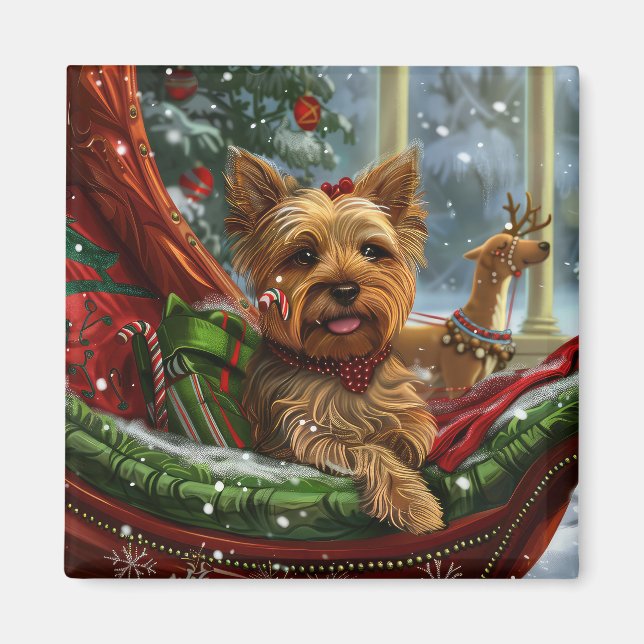 Aimant Yorkshire Terrier Chien Noël Festif (Devant)