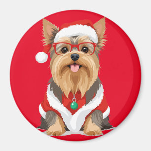 Aimant Yorkshire Terrier En Père Noël Costume Adorable Dr