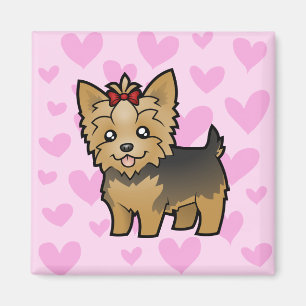 Aimant Yorkshire Terrier Love (cheveux courts avec arc)