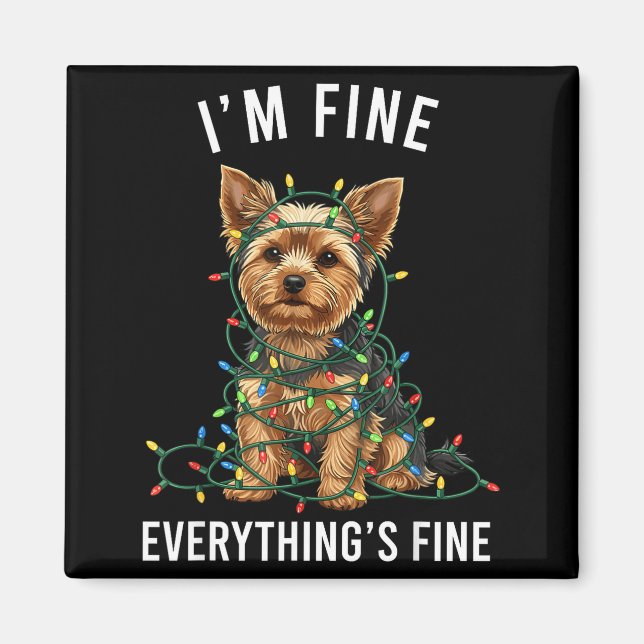 Aimant Yorkshire Terrier Noël Je vais bien Tout va bien (Devant)