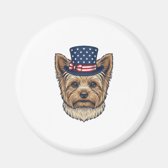 Aimant Yorkshire Terrier Patriotique Vintage (Devant)