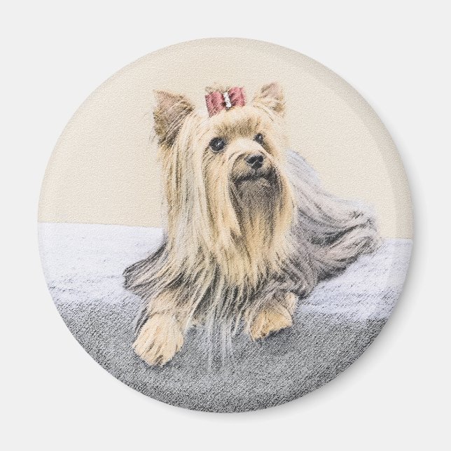 Aimant Yorkshire Terrier Peinture - Cute Original Chien A (Devant)