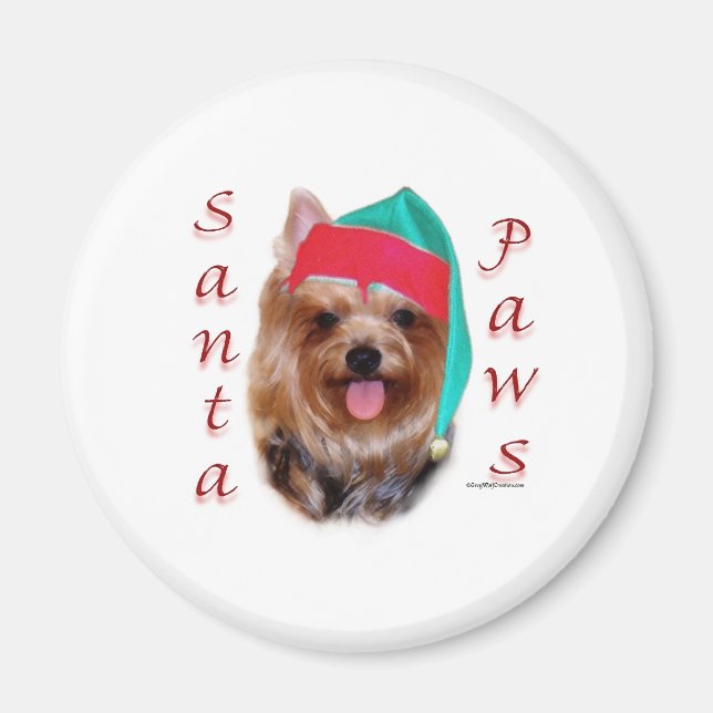 Aimant Yorkshire Terrier Père Noël Paws (Devant)