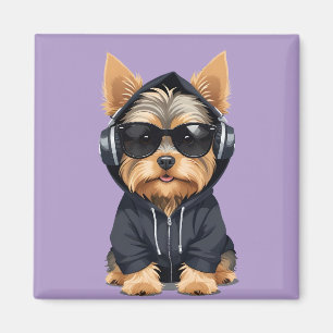 Aimant Yorkshire Terrier portant Sweat - shirt à capuche
