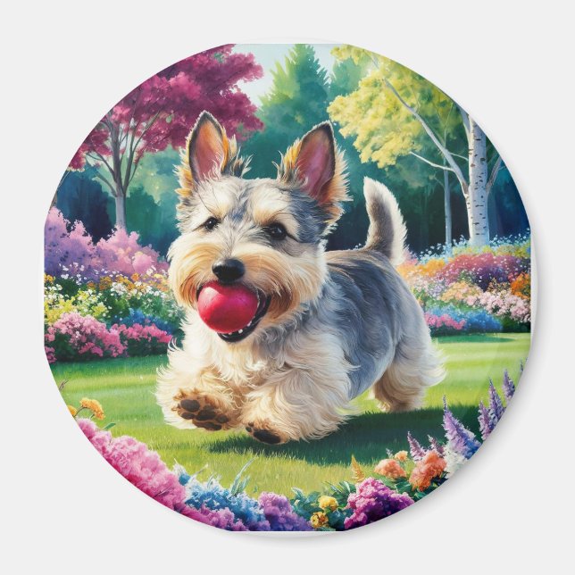 Aimant Yorshire Terrier Chiot Jouant dans le parc (Devant)