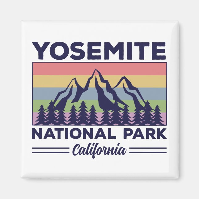 Aimant Yosemite National Park California Retro Hiking (Devant)