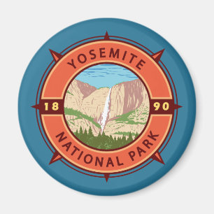 Aimant Yosemite National Park Retro Compass Emblem