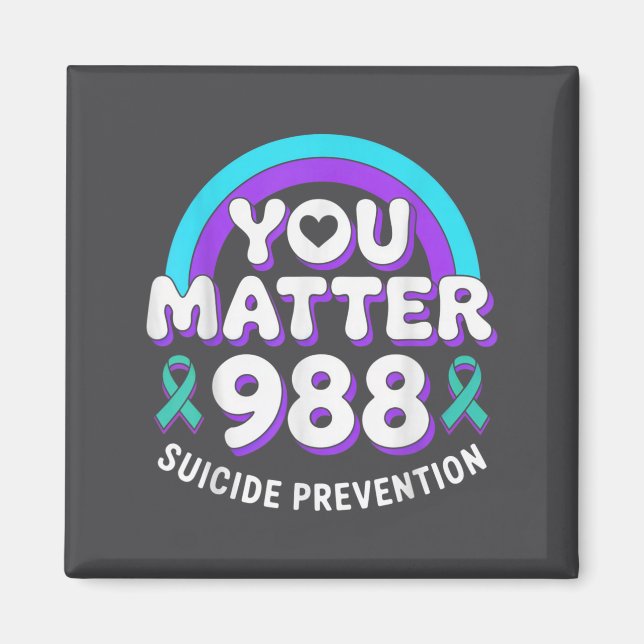 Aimant You 988 Suicide Prevention Awareness Rainbow Ribbo (Devant)