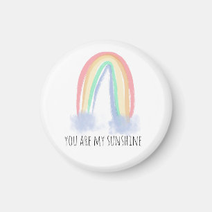 Aimant You are my sunshine watercolor painted rainbow