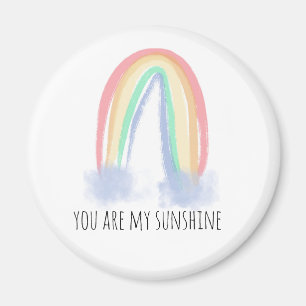 Aimant You are my sunshine watercolor painted rainbow 