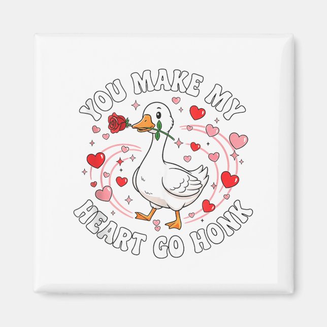 Aimant You Make My Heart Go Honk Valentine Goose Love Cou (Devant)