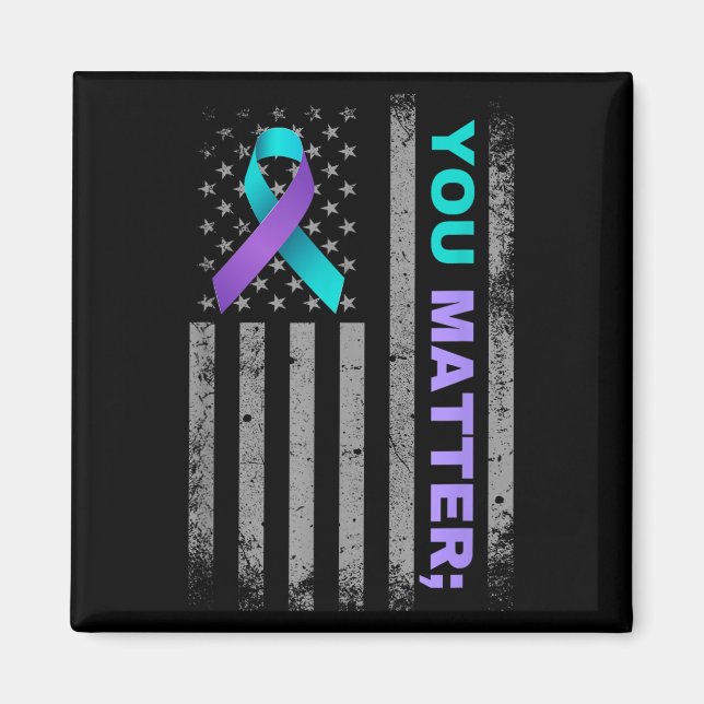 Aimant You Suicide Prevention Awareness American Flag Rib (Devant)