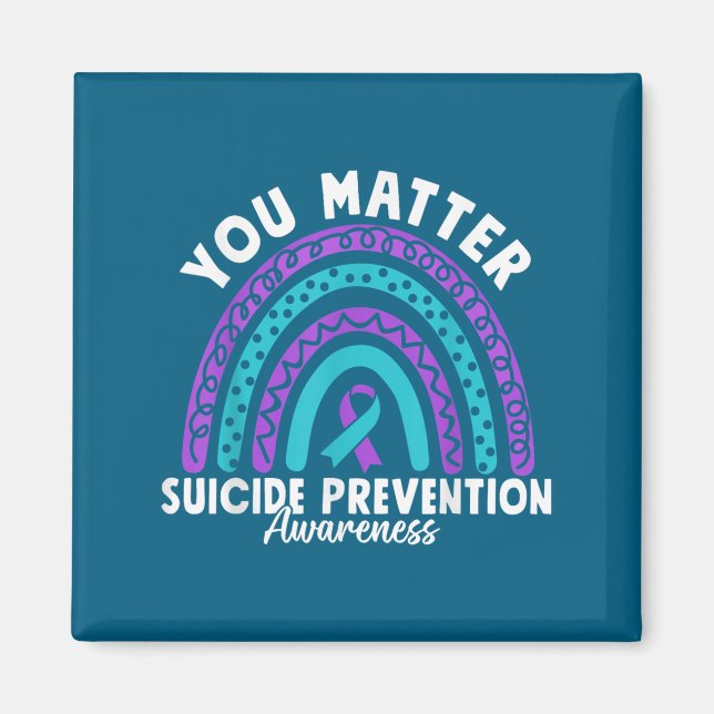 Aimant You Suicide Prevention Awareness Teal &amp; Purple (Devant)