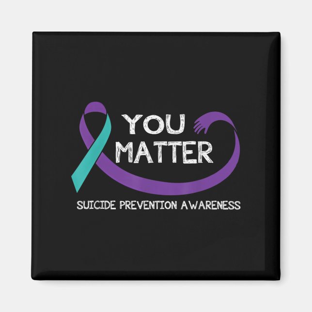 Aimant You Suicide Prevention Awareness Teal Purple Hand  (Devant)