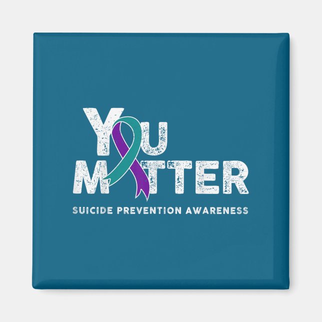 Aimant You Suicide Prevention Month Gift Teal Purple Ribb (Devant)