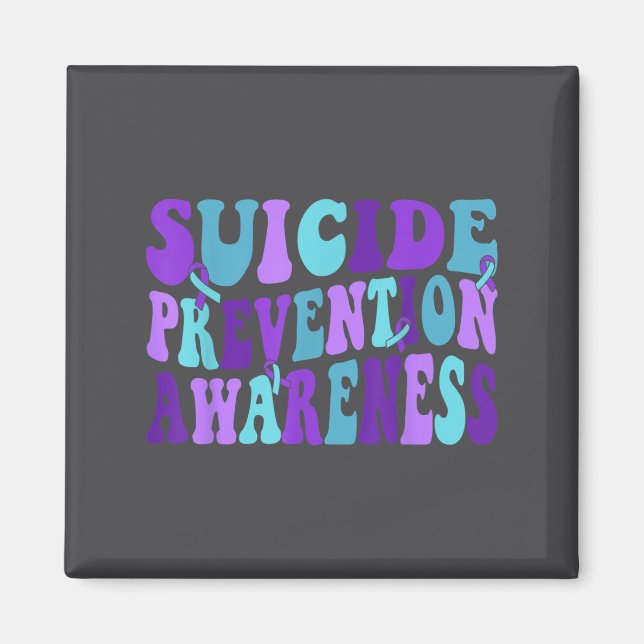 Aimant You Suicide Prevention Teal Purple Awareness Ribbo (Devant)