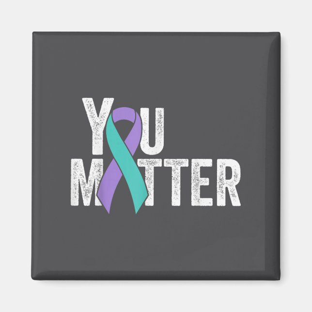 Aimant You Suicide Prevention Teal Purple Awareness Ribbo (Devant)