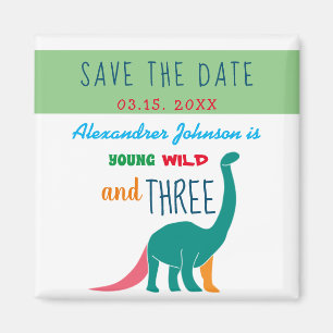 Aimant Young Wild and Three Dinosaur Green Save the Date