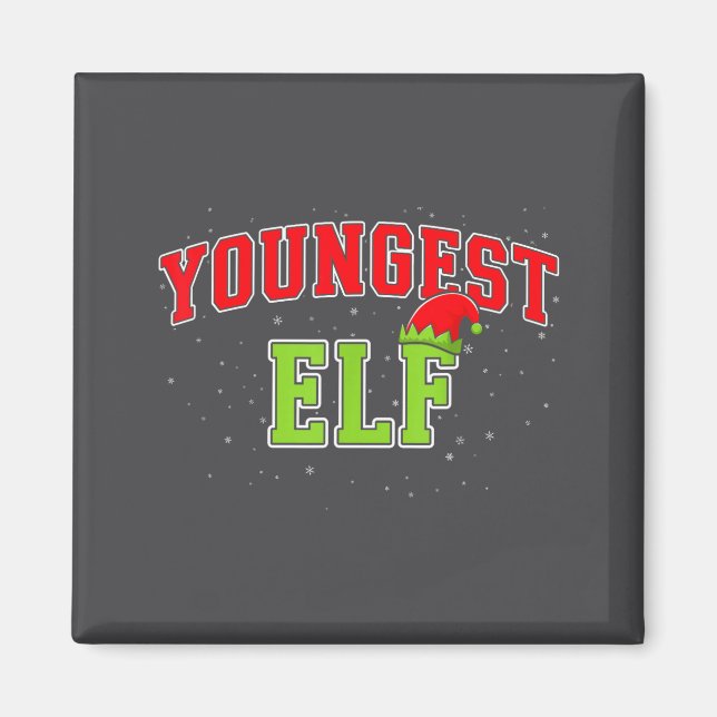 Aimant Youngest Elf Christmas Family Matching Group Xmas  (Devant)