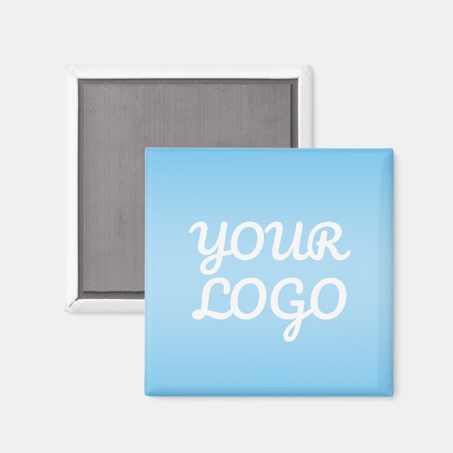 Aimant Your Logo & Modern Simple Ombre | Light Blue (Recto/Verso)