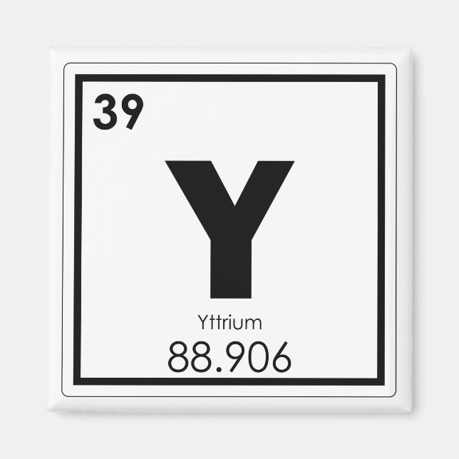 Aimant Yttrium, élément chimique symbole formule chimique (Devant)
