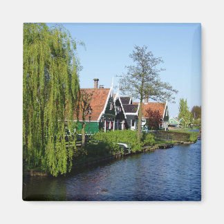 Aimant Zaanse Schans Maisons de bois hollandaises en vert