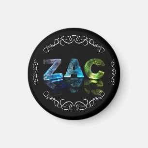 Aimant Zac - Le nom Zac en lumières 3D (Photo)