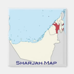 Aimant zAE017 MAP de SHARJAH, EAU, Asie, Fridge