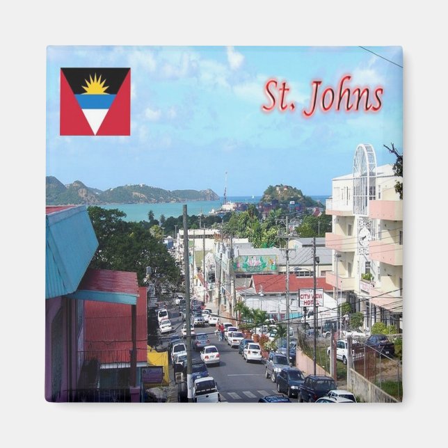 Aimant zAG005 SAINT JOHN, Antigua-et-Barbuda, réfrigérate (Devant)