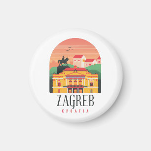 Aimant Zagreb Croatie Cityscape Vintage
