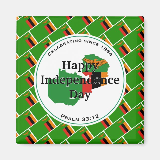 Aimant ZAMBIA INDEPENDENCE Zambian Flag Scripture (Devant)