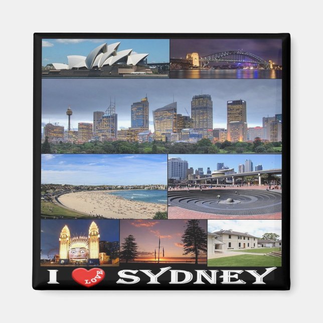 Aimant zAU025 SYDNEY I Love, Australie, Océanie, Fridge (Devant)
