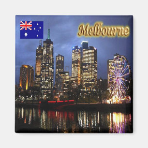 Aimant zAU059 MELBOURNE, Ville Par Nuit, Australie, Réfri