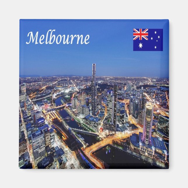 Aimant zAU061 MELBOURNE par Night, Australie, Fridge (Devant)