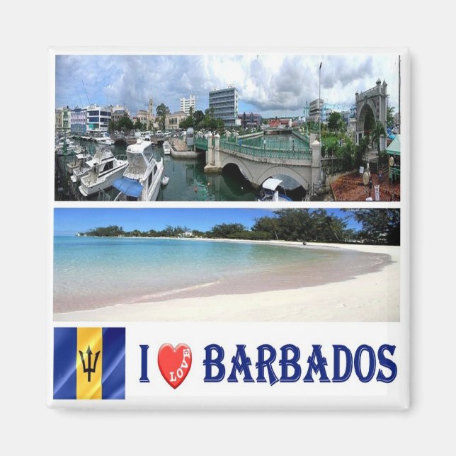 Aimant zBB005 BARBADOS I Love, Mosaic, Bridgetown, Fridge (Devant)