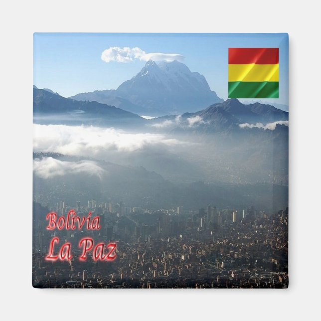 Aimant zBO019 LA PAZ, Amaneciendo, Bolivie, Réfrigérateur (Devant)