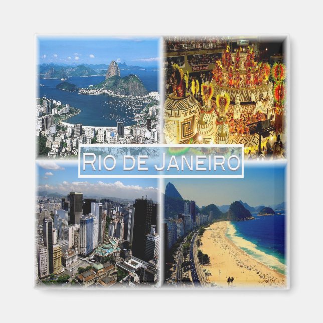 Aimant zBR003 RIO DE JANEIRO, Mosaïque, Brésil, Frigo (Devant)