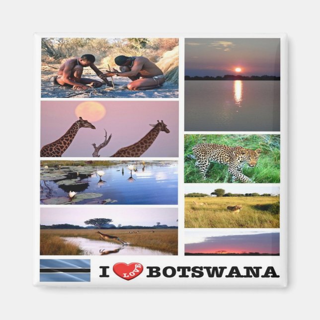 Aimant zBW003 BOTSWANA I LOVE, Mosaïque, Afrique, Réfrigé (Devant)
