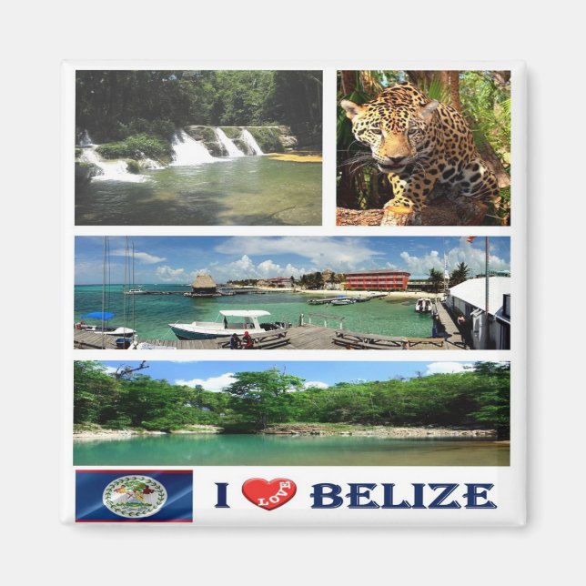 Aimant zBZ004 BELIZE I Love, Mosaïque, Amérique, Frigo (Devant)