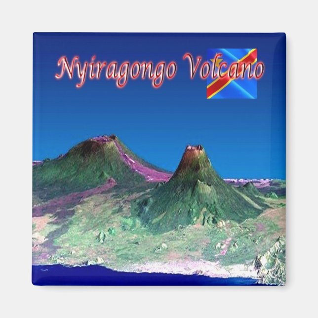 Aimant zCD004 NYIRAGONGO, Volcano, Congo, Réfrigérateur (Devant)