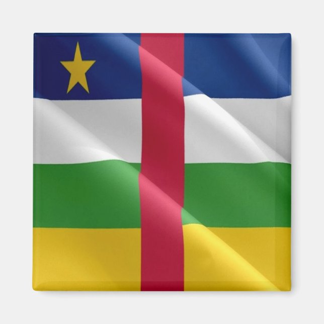 Aimant zCF002 RÉPUBLIQUE CENTRAFRICAINE, Drapeau, Réfrigé (Devant)