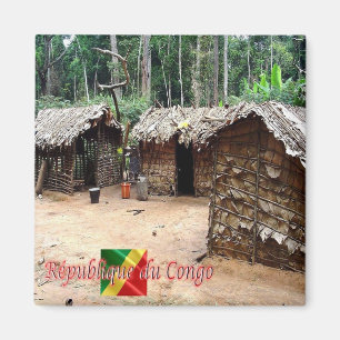 Aimant zCG005 RÉPUBLIQUE DU CONGO, Maison Pygmée, Frigo