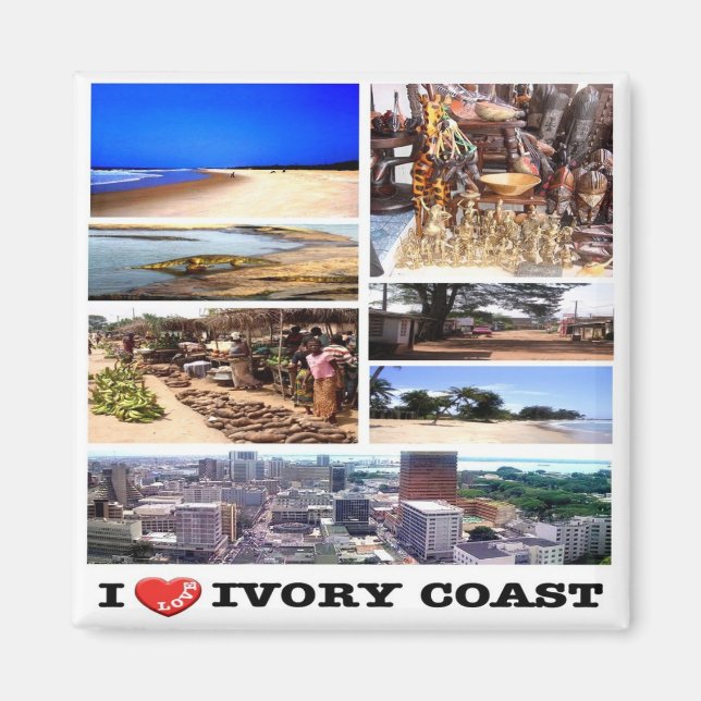 Aimant zCI009 IVORY COAST I Love, Mosaic, Afrique, Réfrig (Devant)