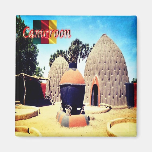 Aimant zCM014 CAMEROUN, Les maisons du Musgum, Frigo (Devant)