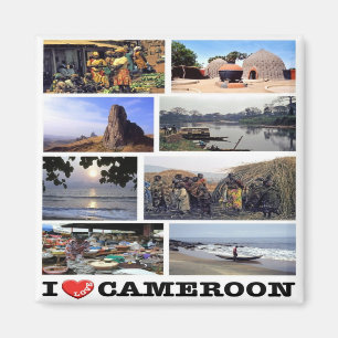 Aimant zCM018 CAMEROUN I Love, Mosaïque, Afrique, Réfrigé